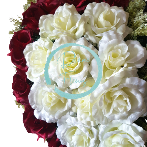 Luxury sympathy wreath "Heart -shaped" with Artificial Roses 55cm x 55cm