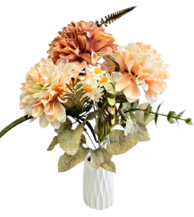 Artificial Dahlias Bouquet x5 30cm Light Brown