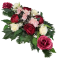 Trauergesteck aus künstliche Pfingstrosen, Rosen und Zubehör 65cm x 38cm x 23cm