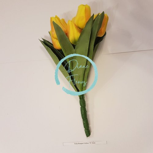 Buchet de lalele x9 galben 33cm flori artificiale