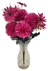 Künstlicher Chrysanthemen und Gänseblümchen strauß x10 46cm Weinrot