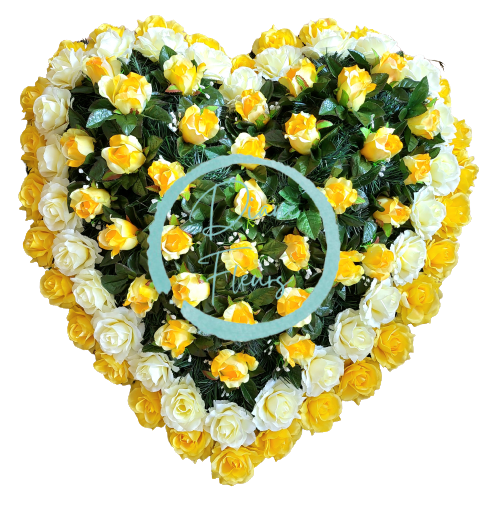 Pogrebni vijenac "Srce" od ruža 80cm x 80cm žuta umjetno