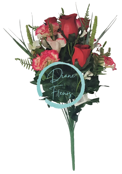 Artificial Roses & Alstroemeria & Carnation x18 Bouquet 50cm Red