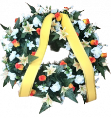 Künstlicher Tannenkranz dekoriert mit Rosen, Nelken, Lilien und Accessoires 75cm