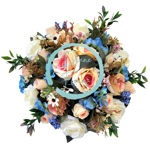 Pogrebni vijenac umjetne ruže, hortenzije i dodaci Ø 45cm