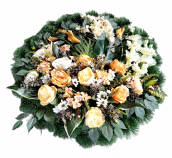 Luxury Artificial Pine Wreath Exclusive Peonies, Calla Lilies, Roses, Gladiolus and Accessories Ø 95cm