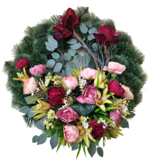 Pine Pogrebni venec Exclusive Peonies in lilije & dodatki O 95cm