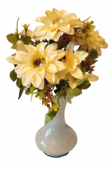 Artificial Gerbera Daisy & Orchid Bouquet 33cm Cream