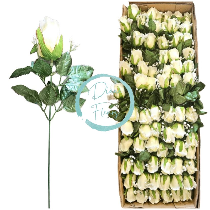 Ruža kusová 48cm umelá  - cena je za balenie 72ks krémová