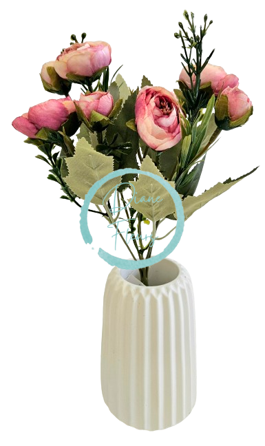 Artificial Ranunculus Bouquet x5 28cm Pink