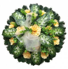 Artificial Wreath Ring Shaped with Dahlia and Dieffenbachia leaves and Accessories Ø 65cm