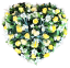 Künstlicher Trauerkranz Herz, Rosen, Nelken und kleinen Blüten 65cm x 65cm AS1081