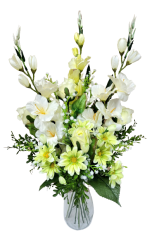 Künstliche Bunter Strauß Exclusive Rosen, Gladiolen, Gänseblümchen und Accessoires 68cm