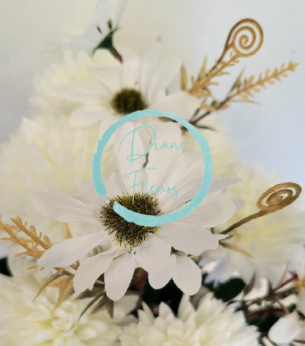 Artificial Chrysanthemums and Marguerites Daisies Bouquet x10 46cm Cream