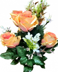 Růže kytice x12 47cm broskvová umělá