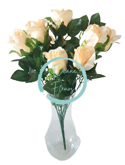 Buchet de trandafiri bej "12" 45cm flori artificiale