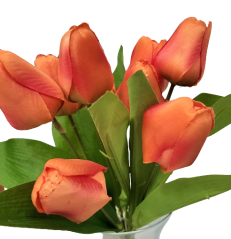 Tulipán csokor x9 narancssárga 33cm művirág