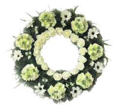 Artificial Pine Wreath O 80cm Hydrangea & Rose & Dahlia & Accessories Green & Cream