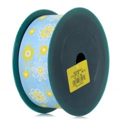 Fabric ribbon with blossoms pattern 40mm x 10m