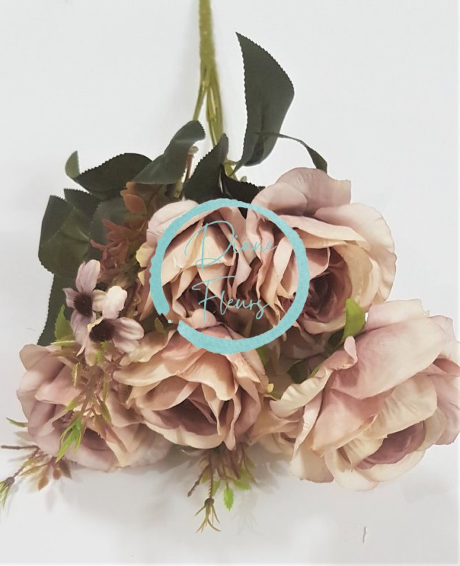 Bukiet róż Św. brązowa "9" 48cm sztuczna