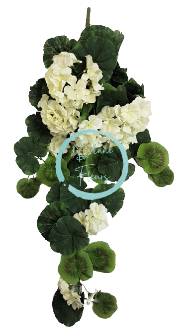 Umelý Muškát Pelargónia "8" biela 70cm