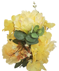 Buchet de bujori & hortensie 48cm galben flori artificiale