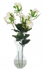 Ruža kytica vetva x6 78cm umelá krémová