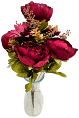 Luksusowy sztuczny bukiet piwonii i słoneczników 50cm czerwony