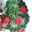Wianek żałobny "Serce" wykonany ze sztucznych róż i dodatków 65cm x 65cm w kolorze czerwonym