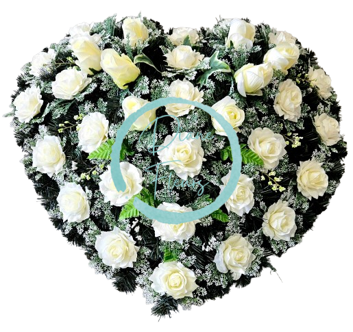 Smútočný veniec "Srdce" z umelých ruží 80cm x 80cm krémový