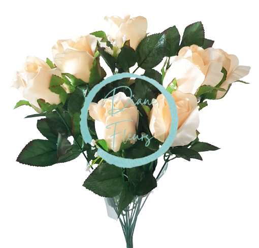 Buchet de trandafiri bej "12" 45cm flori artificiale