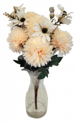 Künstlicher Chrysanthemen und Gänseblümchen strauß x10 46cm Lachs, Creme