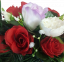 Pogrebni venec z umetnimi vrtnicami in potonikami O 44cm rdeča, vijolična, krem