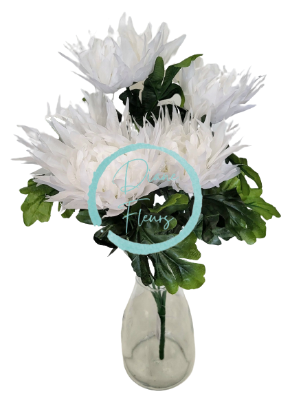 Artificial Chrysanthemums x5 Bouquet 50cm White - Low price