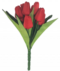Buchet de lalele x9 rosu 33cm flori artificiale