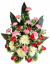 Wunderschönes Trauergesteck aus künstliche Nelken, Rosen, Dahlien und Zubehör 70cm x 45cm x 58cm