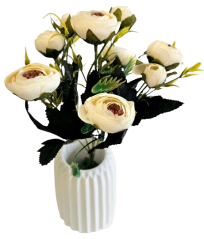 Artificial Ranunculus Bouquet x6 28cm Cream