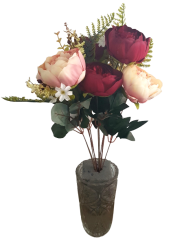 Exclusive Pivonky Peonie kytica x11 50cm vínová & ružová umelá