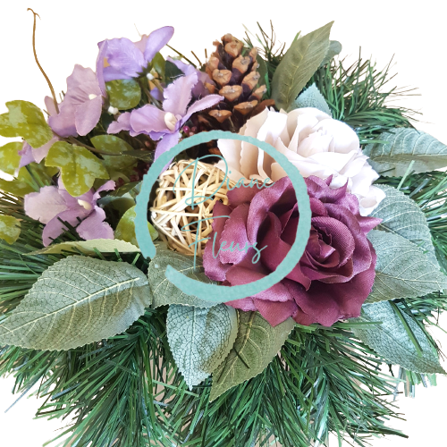 Aranžmán betonka umělé růže & doplňky 28m x 16cm AS225