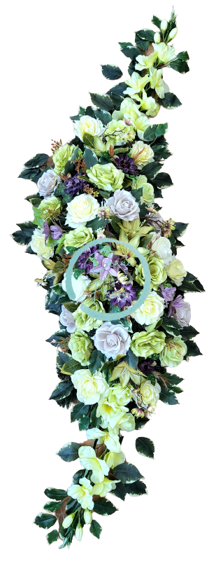 Artificial Wreath with Roses, Gerberas, Gladiolus and accessories 150cm x 50cm