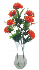 Ramură de Crizanteme x7 75cm portocaliu flori artificiale