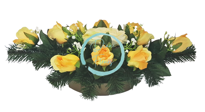 Aranjament exclusive Trandafiri artificiali și Bujori și accesorii 50cm x 18cm x 25cm