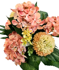 Hortenzia, Bodliak & Doplnky kytica 40cm umelá ružovo-hnedá