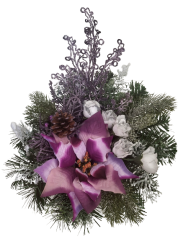 Božićni žalobni aranžman umjetna božićna zvijezda, ruže i dodaci Ø 25cm x 25cm