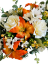 Trauergesteck aus künstliche Rosen, Gänseblümchen, Lilien und Accessoires 50cm x 35cm x 18cm AS1077