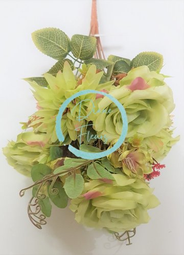 Kytice Chryzantéma & Růže & Astra "12" 50cm zelená umělá