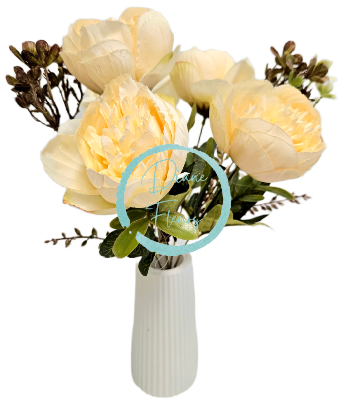 Mazzo di peonie artificiali crema da 40 cm