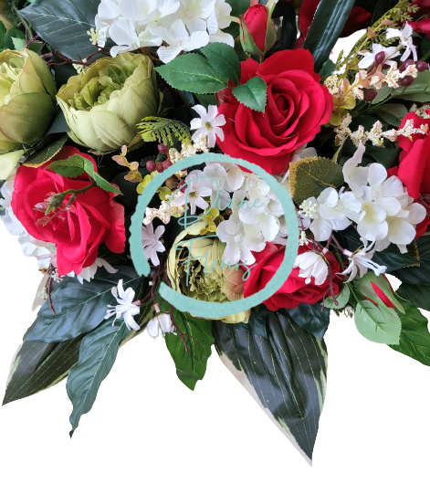 Smuteční věnec borovicový Exclusive Růže & Gladioly Mečíky & Pivoňky & Hortenzie & Doplňky 85cm AS511