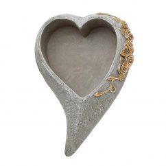 Decorative stoneware flowerpot heart- shaped big 50cm x 35cm x 13cm