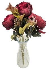 Buchet luxos de Bujori 48cm flori artificiale roșu